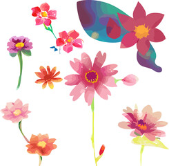watercolor flower arrangement collection vintage