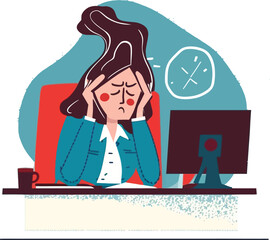 an office worker stressed with work