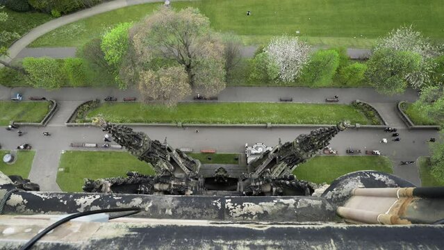 Looking down at Princess Gardens from Scott Monument in Edinburgh