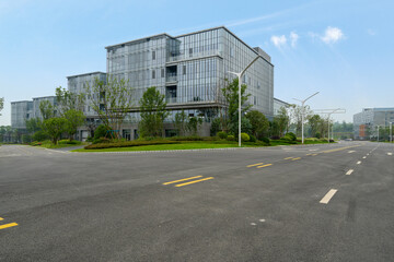 Fototapeta na wymiar Technology Park Road and Office Building