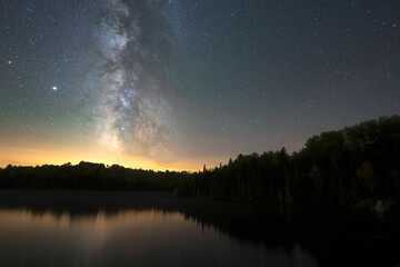 Fototapeta na wymiar Milky Way Rising Over A Lake In Algonquin Park, Canada