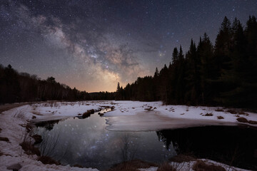 Milky Way Rising Over A Frozen Landscape In Algonquin Park - obrazy, fototapety, plakaty
