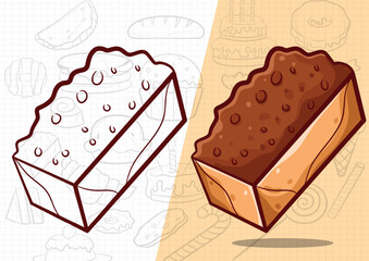 cartoon style brownie cake art illustration