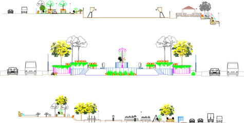 Vector sketch illustration section of tree plant looking from above 