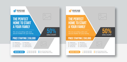 Real estate social media post web banner template