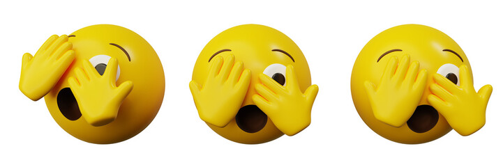 3d emoticon peeking eye cartoon emoji or smiley yellow ball