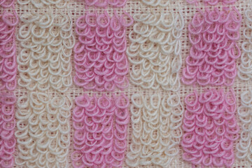 pink cotton cord for washing the body in the bathroom