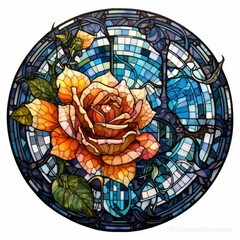 A stained glass steampunk style floral arrangement