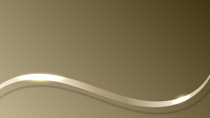 Abstract gold ribbon with glowing light effect on brown background.