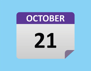 October 21th calendar icon vector. Concept of schedule. business and tasks. eps 10.