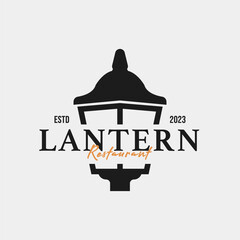 Creative lantern post lamp restaurant vintage logo design vector concept illustration idea