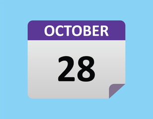 October 28th calendar icon vector. Concept of schedule. business and tasks. eps 10.