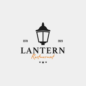 Creative lantern post lamp restaurant vintage logo design vector concept illustration idea