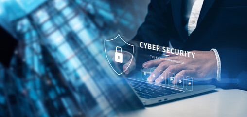 Cybersecurity concept, user privacy security and encryption, secure internet access future technology, screen padlock, two factor authentication, data protection, finacial, social media, networking.