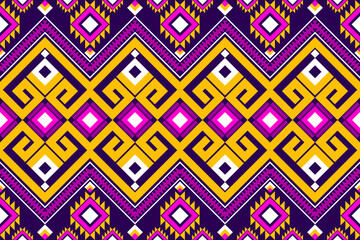 Geometric Thai silk tribal Oriental ethnic seamless pattern traditional background Design for carpet, wallpaper, silk pattern, clothing,wrapping,batik,woven fabric, Vector illustration embroidery 