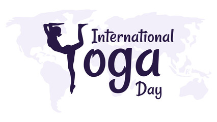 International yoga day with woman character doing yoga in silhouette