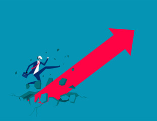 Robot with growing arrow. Business artificial intnelligence concept