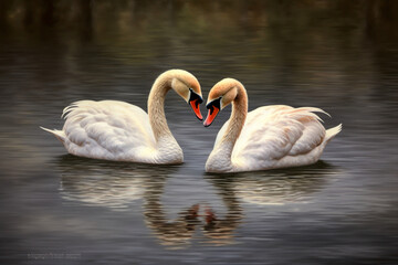 Obraz premium Swans oil Painting, ultra detailed, brush strokes. AI generative