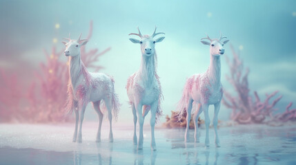 Mysterious magical creatures in a minimalist design . Generative IA