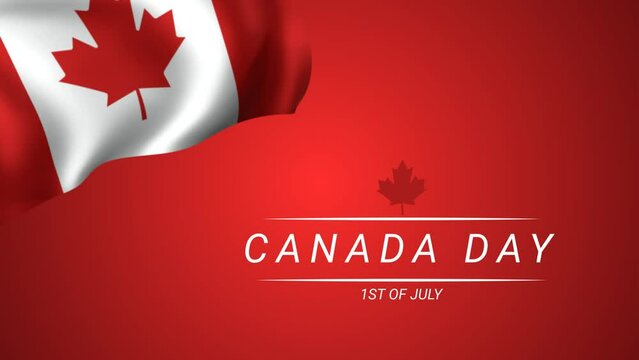 Happy Canada Day text animation with canada flag. Great for Celebrations, Ceremonies, Festivals, greetings, and banners.