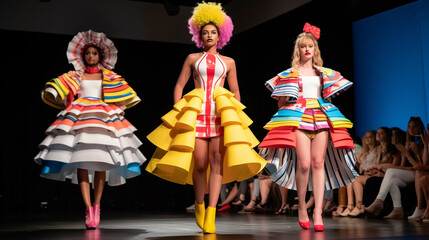 Playful and eccentric fashion show display. Generative IA