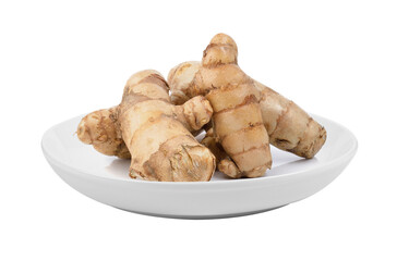 fresh turmeric  in plate on transparent png