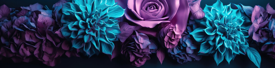 Floral  background in pink and blue light, ai illustration 