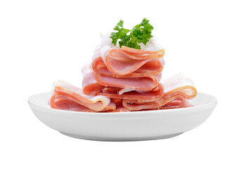 bacon in plate on transparent png