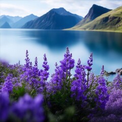 beautiful scenic close up of flowers in a lake ai generated