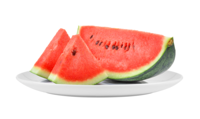 watermelon in plate isolated on transparent png