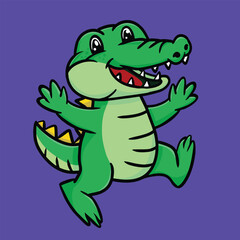 Cute Crocodile Mascot Cartoon Character Design