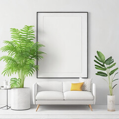 Interior design minimalist with frame mock up by Ai, Artificial Intelligence