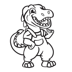 Funny Cute T Rex Kids Coloring Pages Vector © Hamdesain