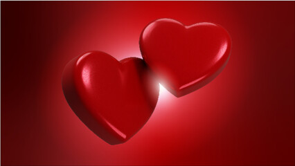 CORAÇÃO 3D PNG COM FUNDO VERMELHO DIA DOS NAMORADOS