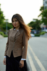 Vietnamese woman in the park during lunchtime in Vietnam.