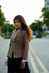 Vietnamese woman in the park during lunchtime in Vietnam.