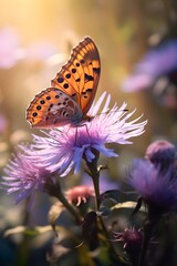 Obraz premium butterfly in flower Created with generative AI tools