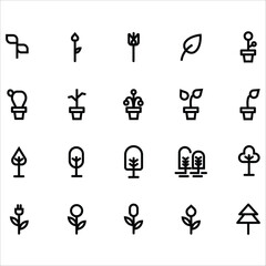 plants and trees set icon vector illustration isolated on white background