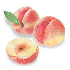 甘い香りがただよう桃のイラスト