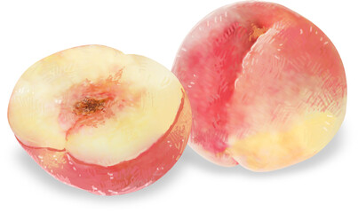 甘い香りがただよう桃のイラスト