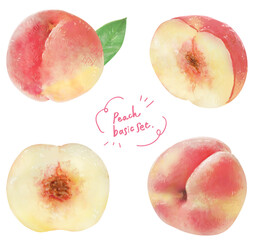 甘い香りがただよう桃のイラスト