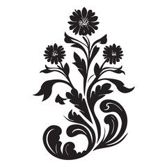 Floral Flower Vector illustration, Floral Vector Silhouette, this is  a Floral Black and white.