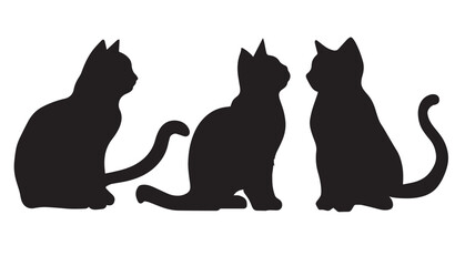 This is a Set of group cat vector silhouette black color