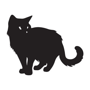 Cat vector silhouette black color.