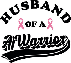 Husband Of A Warrior prink ribbon t-shirt design