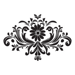 Floral Flower Vector Illustration black color, Flower vector illustration black and white.