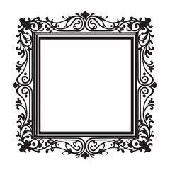 This is Floral Flower Frame Design, Frame Design Vector illustration, Frame Vector silhouette black color.