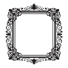 This is Floral Flower Frame Design, Frame Design Vector illustration, Frame Vector silhouette black color.