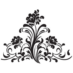 Floral Flower Vector Illustration black color, Flower vector illustration black and white.