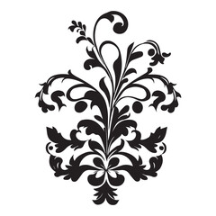 Floral Flower Vector Illustration black color, Flower vector illustration black and white.